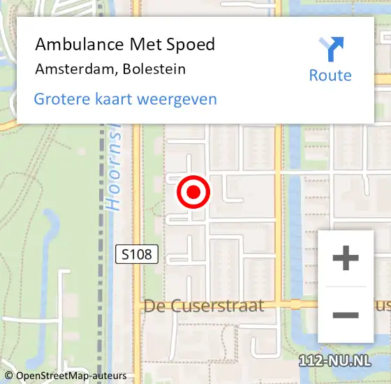 Locatie op kaart van de 112 melding: Ambulance Met Spoed Naar Amsterdam, Bolestein op 12 januari 2024 12:24