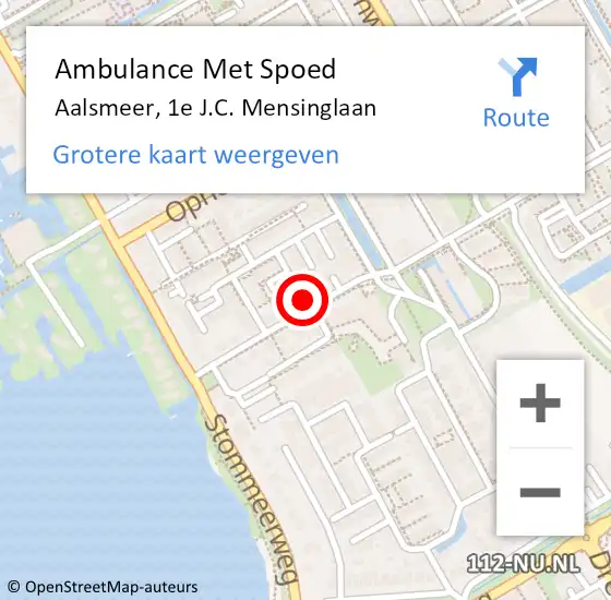 Locatie op kaart van de 112 melding: Ambulance Met Spoed Naar Aalsmeer, 1e J.C. Mensinglaan op 12 januari 2024 12:26