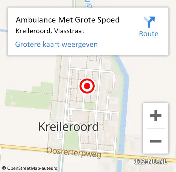 Locatie op kaart van de 112 melding: Ambulance Met Grote Spoed Naar Kreileroord, Vlasstraat op 12 januari 2024 12:30