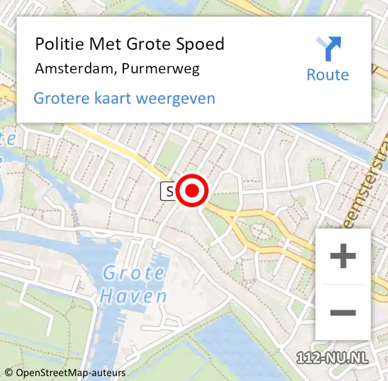 Locatie op kaart van de 112 melding: Politie Met Grote Spoed Naar Amsterdam, Purmerweg op 12 januari 2024 12:40