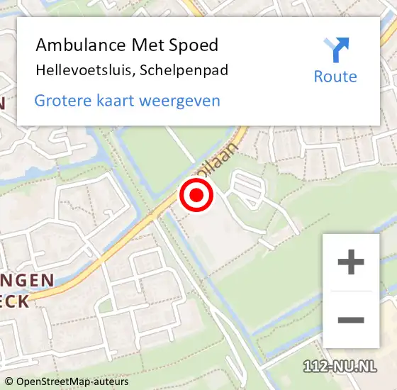Locatie op kaart van de 112 melding: Ambulance Met Spoed Naar Hellevoetsluis, Schelpenpad op 12 januari 2024 12:40
