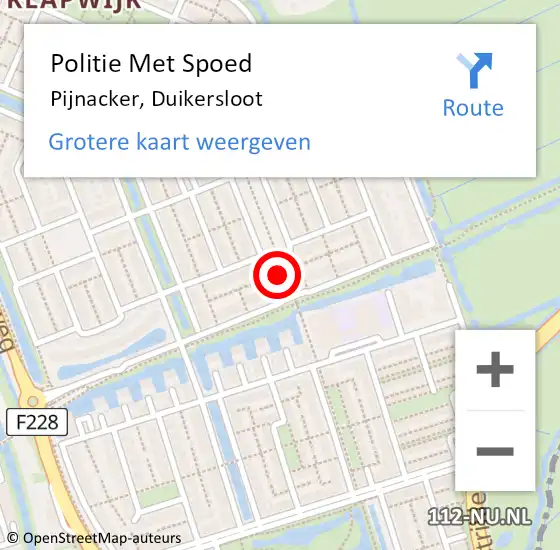 Locatie op kaart van de 112 melding: Politie Met Spoed Naar Pijnacker, Duikersloot op 12 januari 2024 12:47