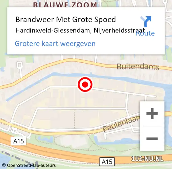 Locatie op kaart van de 112 melding: Brandweer Met Grote Spoed Naar Hardinxveld-Giessendam, Nijverheidsstraat op 12 januari 2024 12:51
