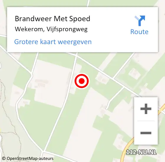 Locatie op kaart van de 112 melding: Brandweer Met Spoed Naar Wekerom, Vijfsprongweg op 12 januari 2024 13:06