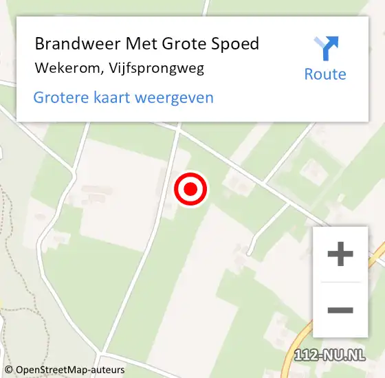 Locatie op kaart van de 112 melding: Brandweer Met Grote Spoed Naar Wekerom, Vijfsprongweg op 12 januari 2024 13:18