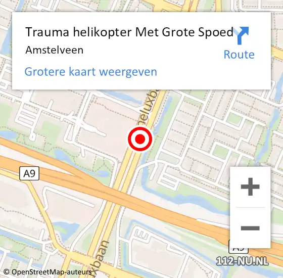 Locatie op kaart van de 112 melding: Trauma helikopter Met Grote Spoed Naar Amstelveen op 12 januari 2024 13:22