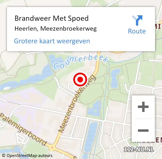 Locatie op kaart van de 112 melding: Brandweer Met Spoed Naar Heerlen, Meezenbroekerweg op 12 januari 2024 13:47