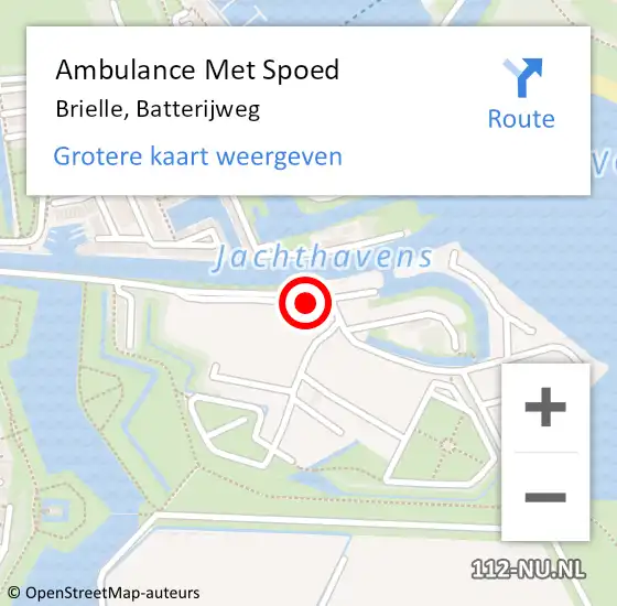 Locatie op kaart van de 112 melding: Ambulance Met Spoed Naar Brielle, Batterijweg op 12 januari 2024 13:51