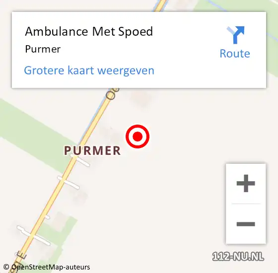 Locatie op kaart van de 112 melding: Ambulance Met Spoed Naar Purmer op 12 januari 2024 13:56