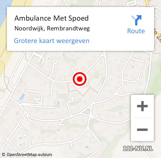 Locatie op kaart van de 112 melding: Ambulance Met Spoed Naar Noordwijk, Rembrandtweg op 12 januari 2024 14:06