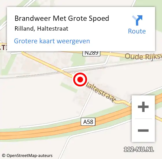 Locatie op kaart van de 112 melding: Brandweer Met Grote Spoed Naar Rilland, Haltestraat op 12 januari 2024 14:17