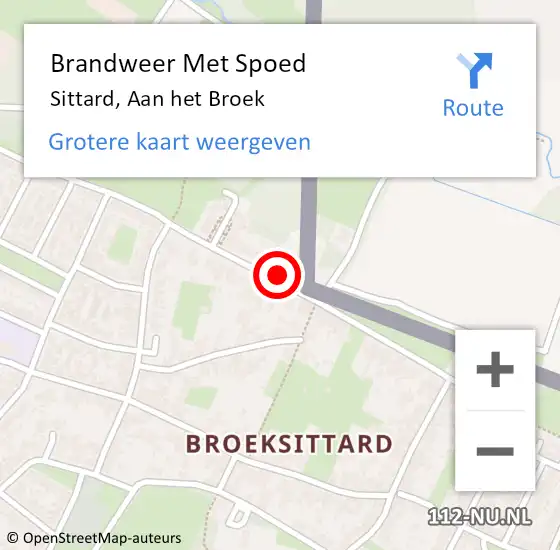 Locatie op kaart van de 112 melding: Brandweer Met Spoed Naar Sittard, Aan het Broek op 12 januari 2024 14:27