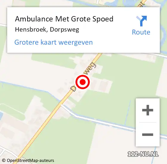 Locatie op kaart van de 112 melding: Ambulance Met Grote Spoed Naar Hensbroek, Dorpsweg op 12 januari 2024 14:47