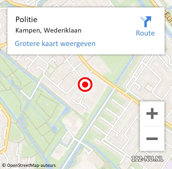 Locatie op kaart van de 112 melding: Politie Kampen, Wederiklaan op 12 januari 2024 14:48