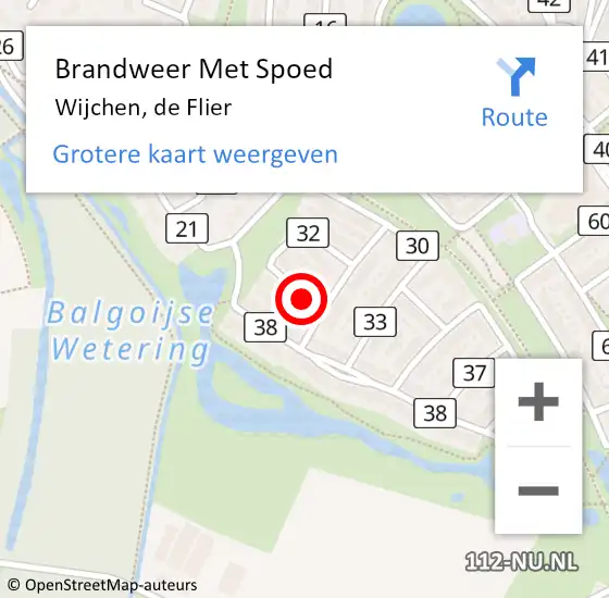 Locatie op kaart van de 112 melding: Brandweer Met Spoed Naar Wijchen, de Flier op 12 januari 2024 14:53