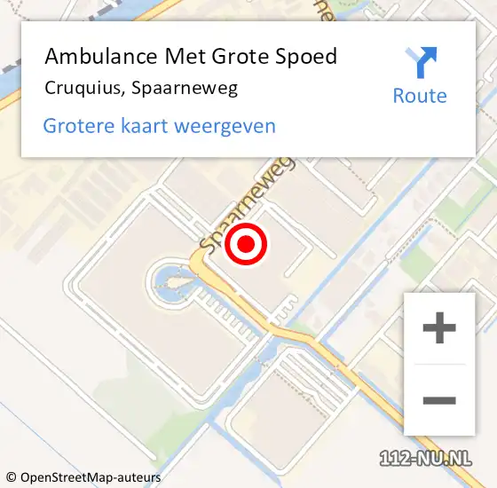 Locatie op kaart van de 112 melding: Ambulance Met Grote Spoed Naar Cruquius, Spaarneweg op 12 januari 2024 14:56