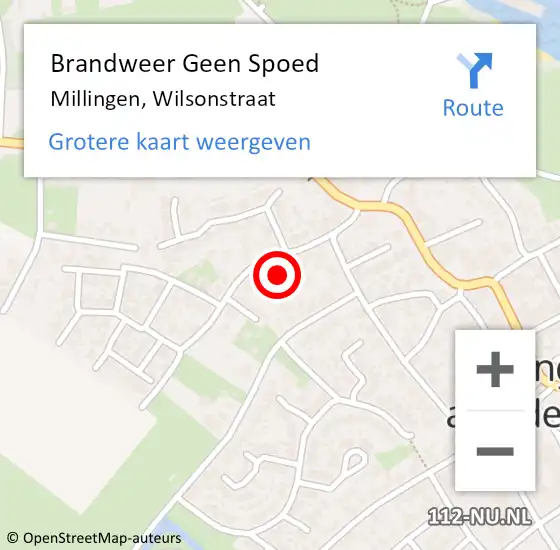 Locatie op kaart van de 112 melding: Brandweer Geen Spoed Naar Millingen, Wilsonstraat op 22 september 2014 00:03