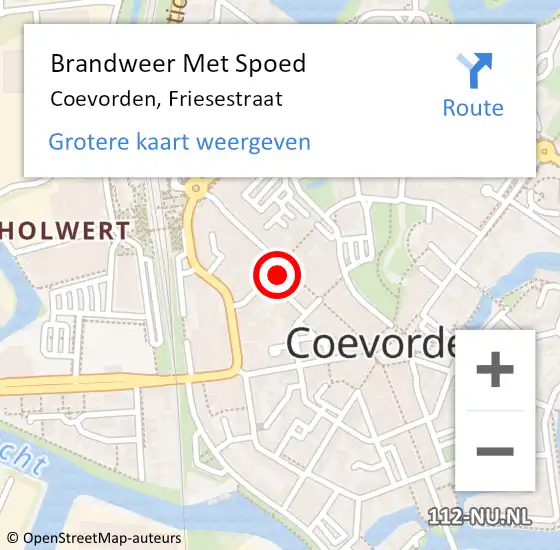 Locatie op kaart van de 112 melding: Brandweer Met Spoed Naar Coevorden, Friesestraat op 12 januari 2024 15:30