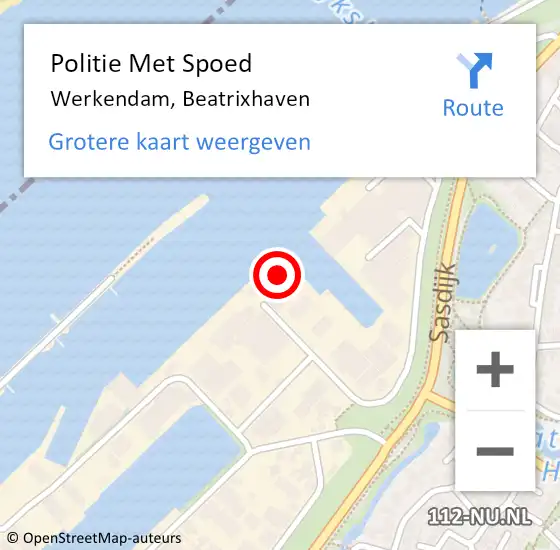 Locatie op kaart van de 112 melding: Politie Met Spoed Naar Werkendam, Beatrixhaven op 12 januari 2024 15:31