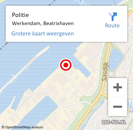 Locatie op kaart van de 112 melding: Politie Werkendam, Beatrixhaven op 12 januari 2024 15:31