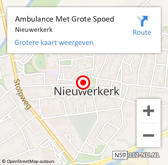 Locatie op kaart van de 112 melding: Ambulance Met Grote Spoed Naar Nieuwerkerk op 12 januari 2024 16:03