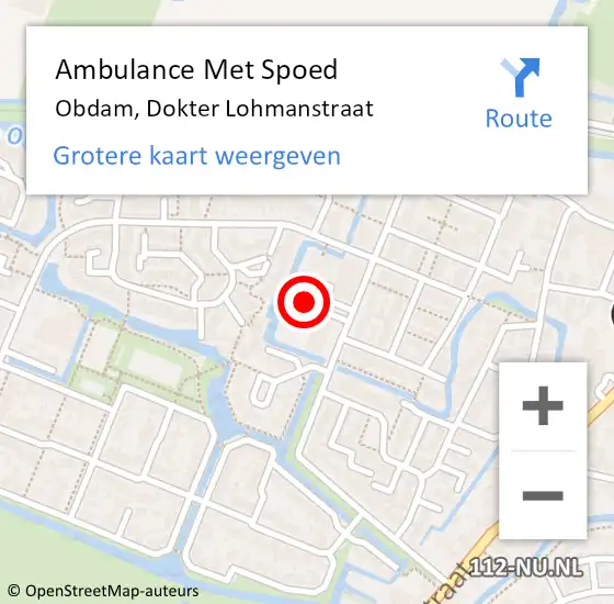 Locatie op kaart van de 112 melding: Ambulance Met Spoed Naar Obdam, Dokter Lohmanstraat op 12 januari 2024 16:05