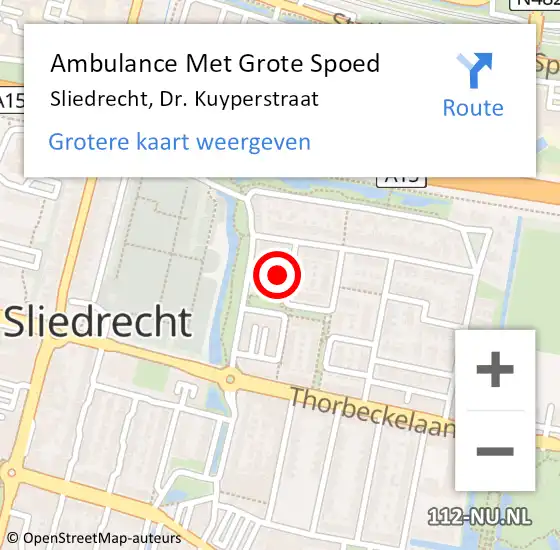 Locatie op kaart van de 112 melding: Ambulance Met Grote Spoed Naar Sliedrecht, Dr. Kuyperstraat op 12 januari 2024 16:38