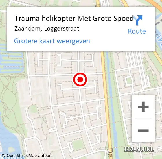 Locatie op kaart van de 112 melding: Trauma helikopter Met Grote Spoed Naar Zaandam, Loggerstraat op 12 januari 2024 16:46