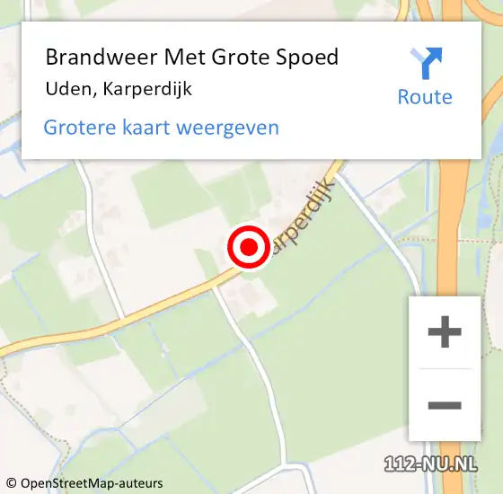 Locatie op kaart van de 112 melding: Brandweer Met Grote Spoed Naar Uden, Karperdijk op 12 januari 2024 16:47