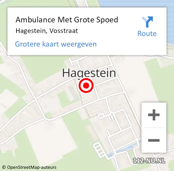 Locatie op kaart van de 112 melding: Ambulance Met Grote Spoed Naar Hagestein, Vosstraat op 22 september 2014 00:35