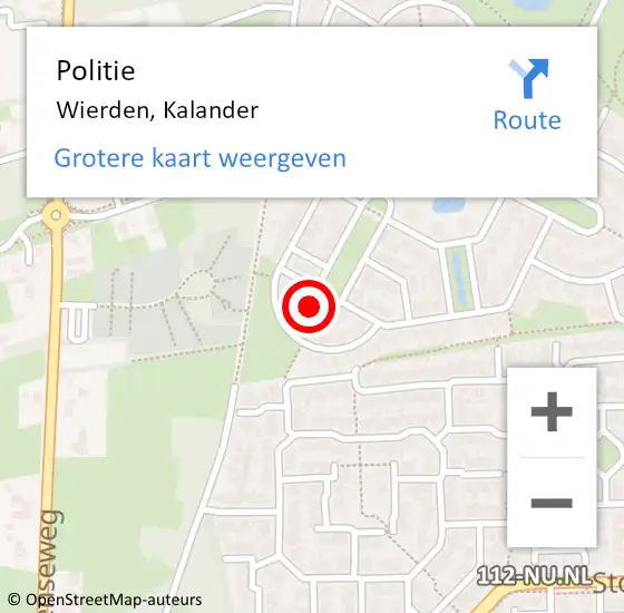 Locatie op kaart van de 112 melding: Politie Wierden, Kalander op 12 januari 2024 17:03