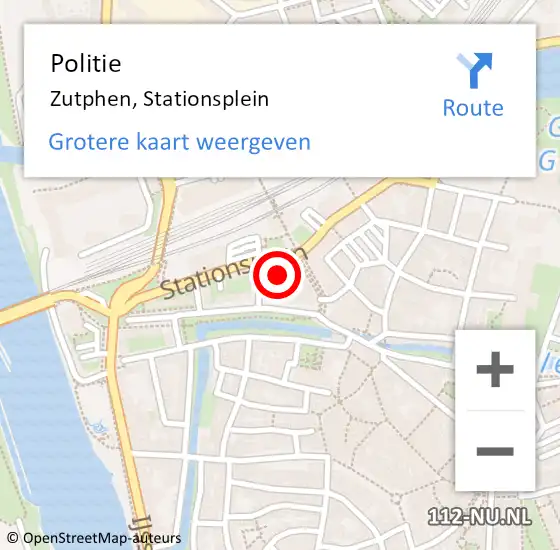 Locatie op kaart van de 112 melding: Politie Zutphen, Stationsplein op 12 januari 2024 17:07