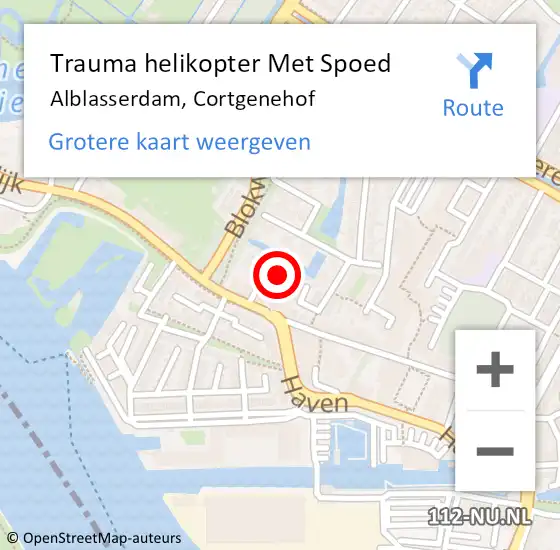 Locatie op kaart van de 112 melding: Trauma helikopter Met Spoed Naar Alblasserdam, Cortgenehof op 12 januari 2024 17:15