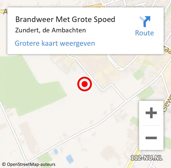 Locatie op kaart van de 112 melding: Brandweer Met Grote Spoed Naar Zundert, de Ambachten op 12 januari 2024 17:17