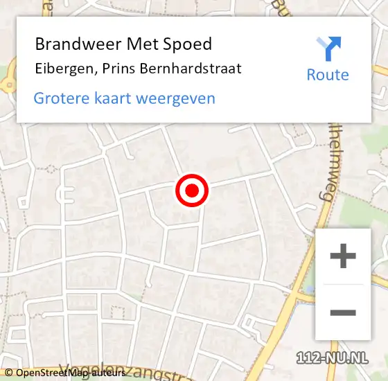 Locatie op kaart van de 112 melding: Brandweer Met Spoed Naar Eibergen, Prins Bernhardstraat op 12 januari 2024 17:18