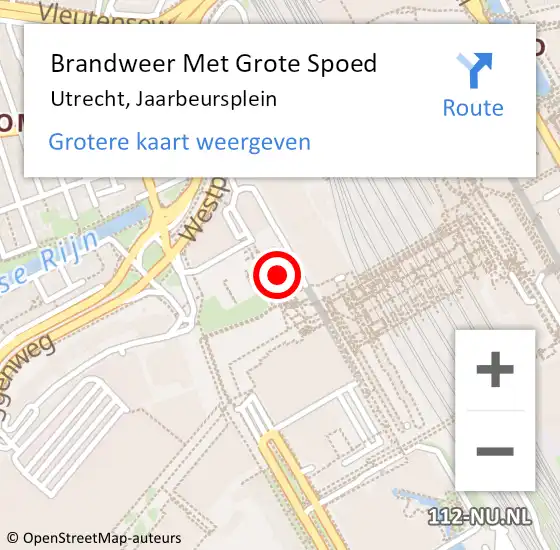 Locatie op kaart van de 112 melding: Brandweer Met Grote Spoed Naar Utrecht, Jaarbeursplein op 12 januari 2024 17:35