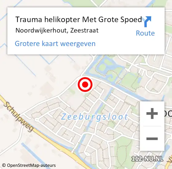 Locatie op kaart van de 112 melding: Trauma helikopter Met Grote Spoed Naar Noordwijkerhout, Zeestraat op 12 januari 2024 18:01