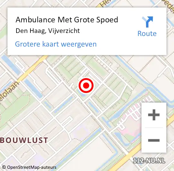 Locatie op kaart van de 112 melding: Ambulance Met Grote Spoed Naar Den Haag, Vijverzicht op 12 januari 2024 18:02