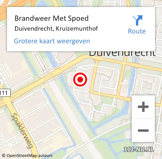 Locatie op kaart van de 112 melding: Brandweer Met Spoed Naar Duivendrecht, Kruizemunthof op 12 januari 2024 18:22