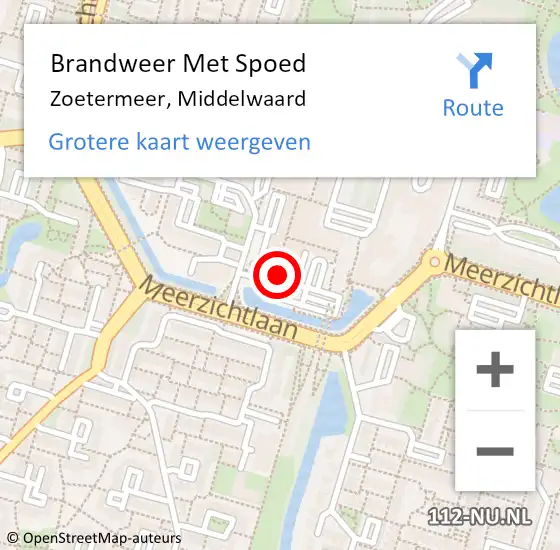 Locatie op kaart van de 112 melding: Brandweer Met Spoed Naar Zoetermeer, Middelwaard op 12 januari 2024 18:33