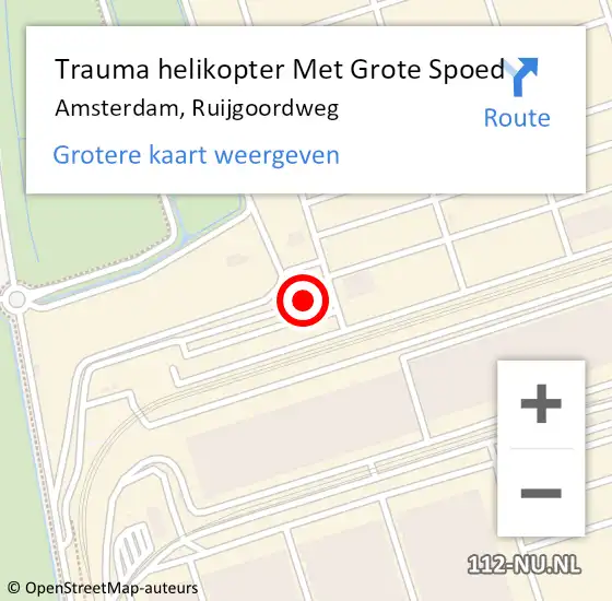 Locatie op kaart van de 112 melding: Trauma helikopter Met Grote Spoed Naar Amsterdam, Ruijgoordweg op 12 januari 2024 18:36