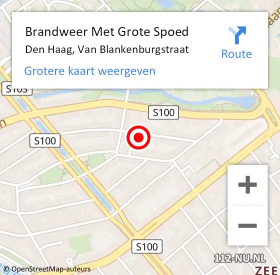 Locatie op kaart van de 112 melding: Brandweer Met Grote Spoed Naar Den Haag, Van Blankenburgstraat op 12 januari 2024 19:24