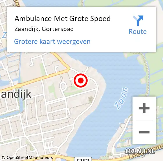 Locatie op kaart van de 112 melding: Ambulance Met Grote Spoed Naar Zaandijk, Gorterspad op 12 januari 2024 19:56