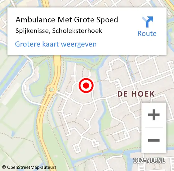 Locatie op kaart van de 112 melding: Ambulance Met Grote Spoed Naar Spijkenisse, Scholeksterhoek op 12 januari 2024 19:58