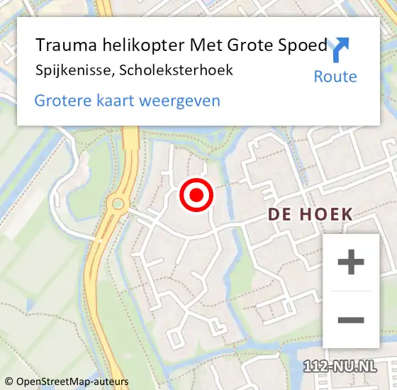 Locatie op kaart van de 112 melding: Trauma helikopter Met Grote Spoed Naar Spijkenisse, Scholeksterhoek op 12 januari 2024 19:59