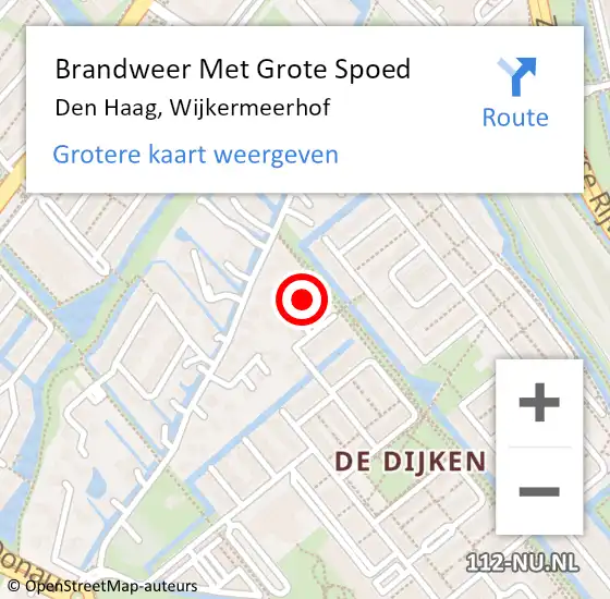 Locatie op kaart van de 112 melding: Brandweer Met Grote Spoed Naar Den Haag, Wijkermeerhof op 12 januari 2024 20:04