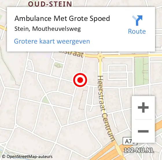 Locatie op kaart van de 112 melding: Ambulance Met Grote Spoed Naar Stein, Moutheuvelsweg op 22 september 2014 01:28