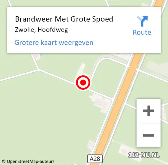 Locatie op kaart van de 112 melding: Brandweer Met Grote Spoed Naar Zwolle, Hoofdweg op 12 januari 2024 20:45