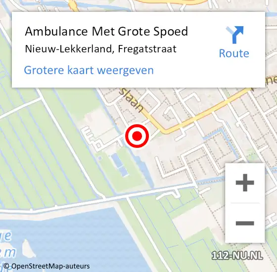 Locatie op kaart van de 112 melding: Ambulance Met Grote Spoed Naar Nieuw-Lekkerland, Fregatstraat op 12 januari 2024 21:00