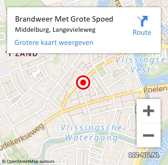 Locatie op kaart van de 112 melding: Brandweer Met Grote Spoed Naar Middelburg, Langevieleweg op 12 januari 2024 21:33